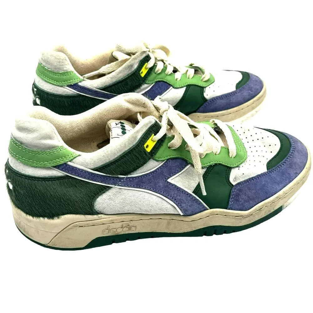 DIADORA | Men's 12 Heritage Wimbledon Made in Italy Purple Green‎ White Sneakers